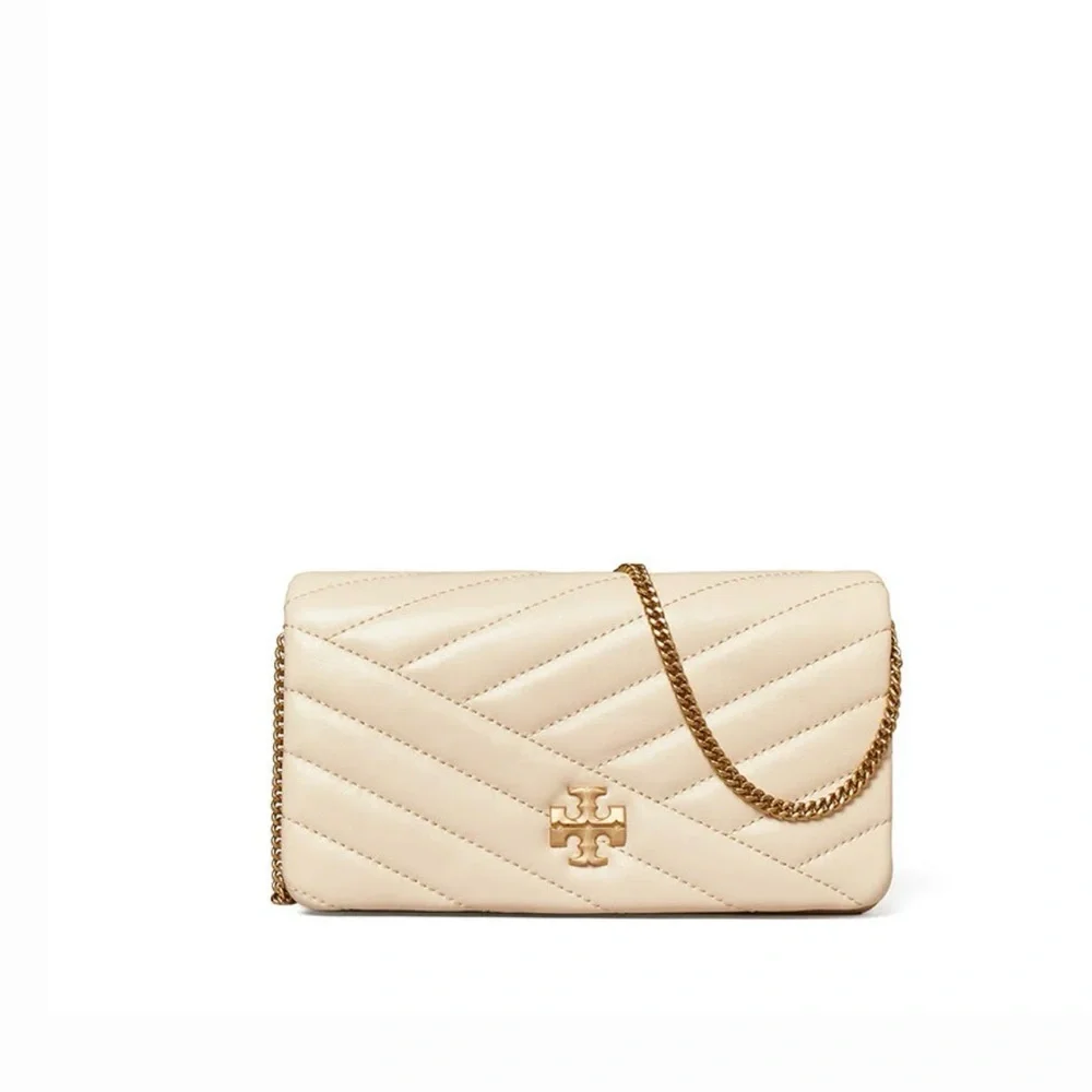 Tory Burch - Kira Chevron Chain Wallet New Cream Handbag - Picture 1 of 11